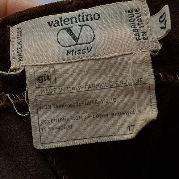 Valentino Miss V Brown Wool High-rise Straight Leg Pants, size IT40/US4 - Picture 3 of 10